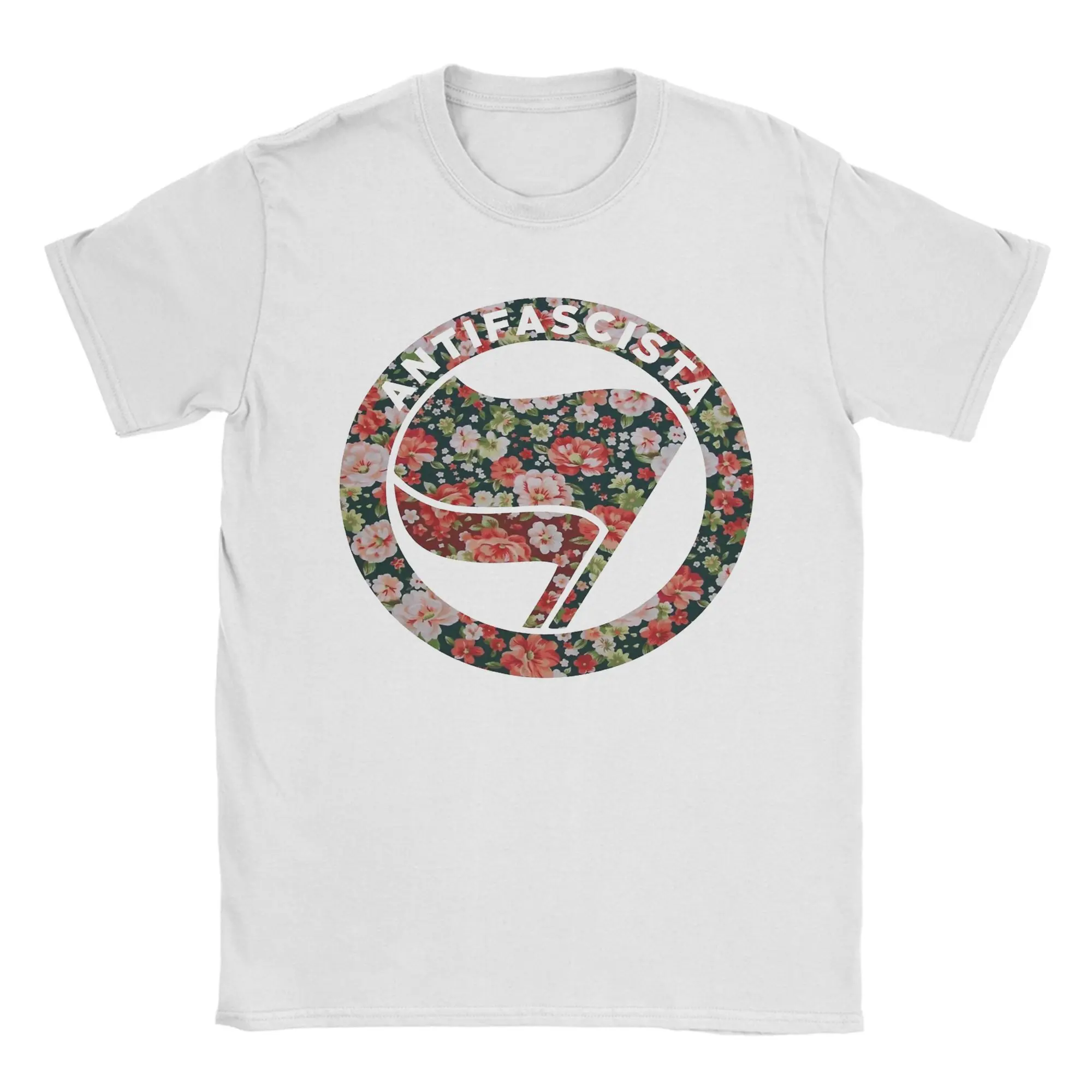 Freizeit Anti Faschist Antifa Floral T Shirt Für Männer Frauen 100% Baumwolle Kurzarm Rundhals Sommer Tops Shirts