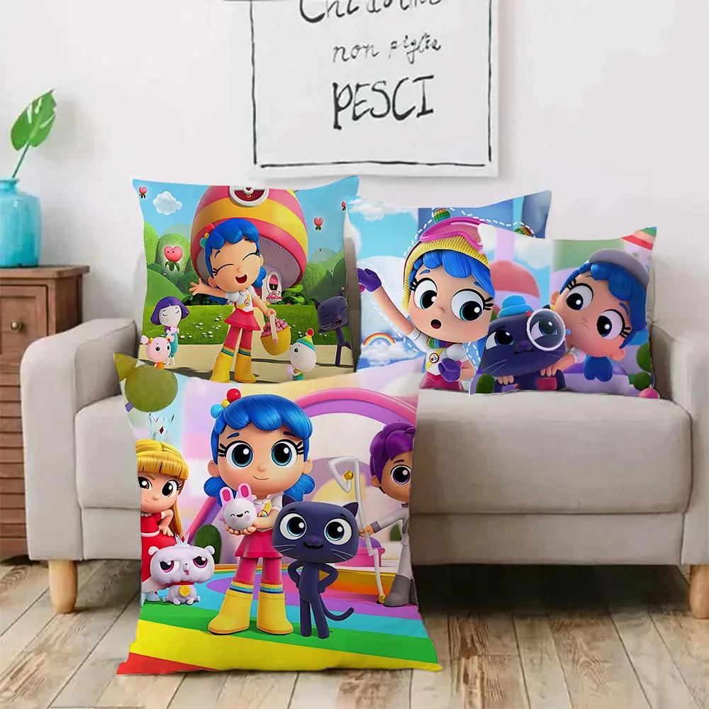 True and The Rainbow Kingdom Pillow Covers Cartoon Sofa Decorative Home Double-sided Printing Short Plush Cute Cushion Cover 2