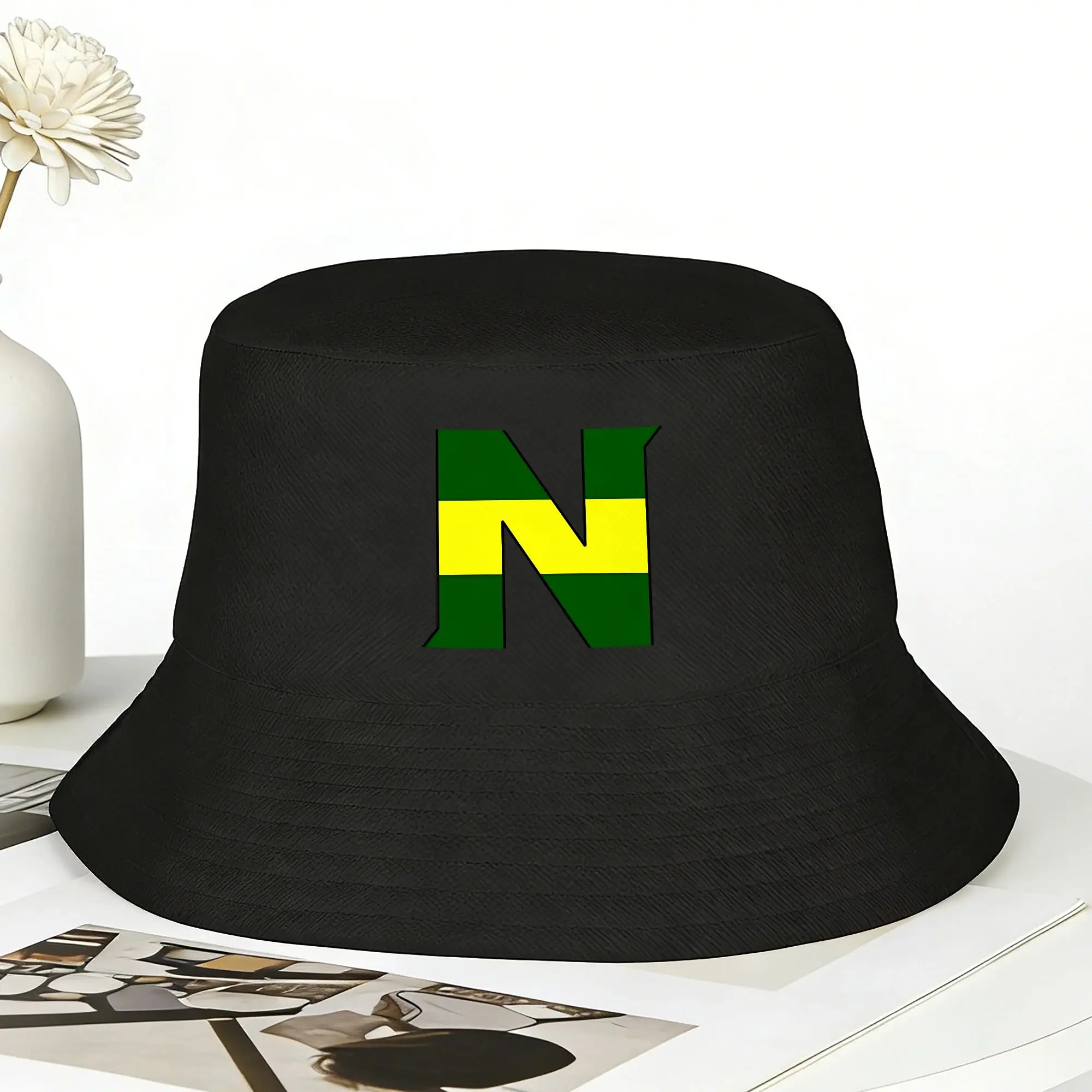여성용 새로운 팀 N 버킷햇, 낚시꾼 모자, 클래식 헌팅캡, 개성있는 아웃도어 프린트 햇빛 가리개 모자