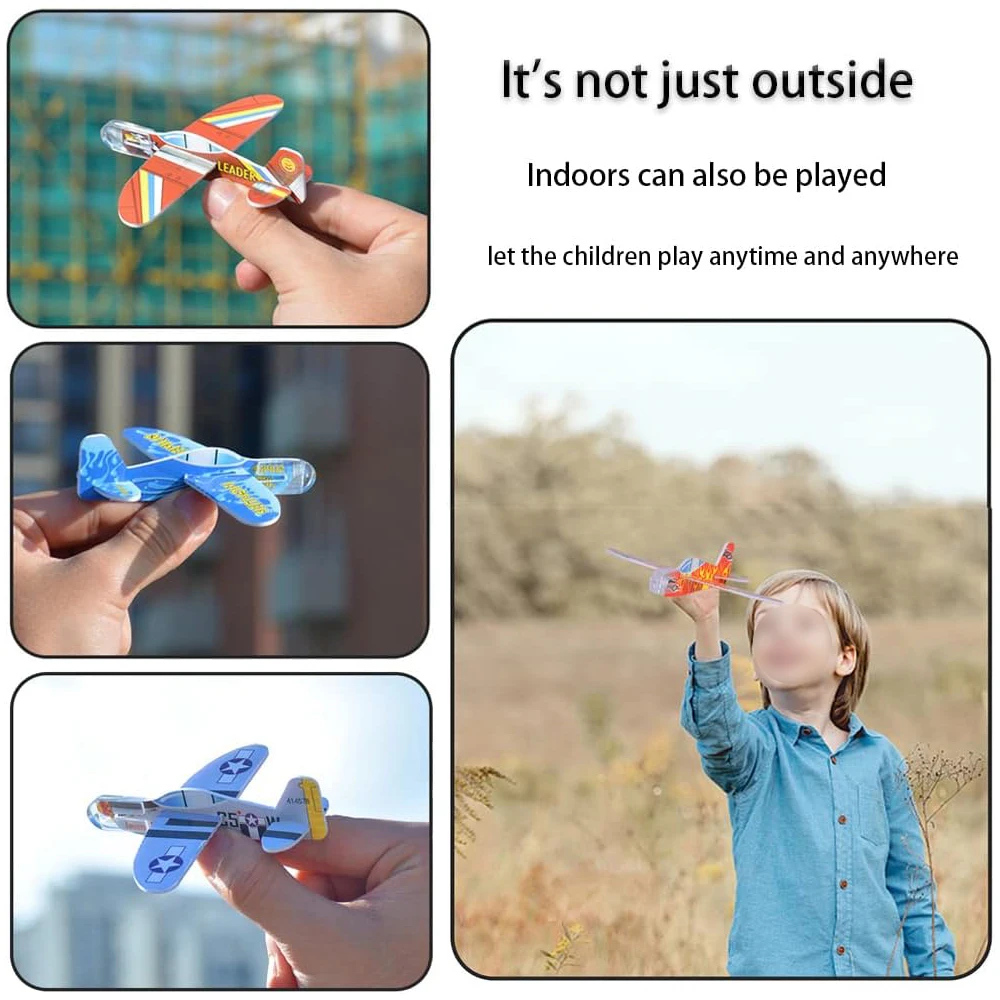 Foam Glider Planes - DIY Hand Tossed Flying Airplane Toy for Boys' Birthday Party Favors and Outdoor Fun