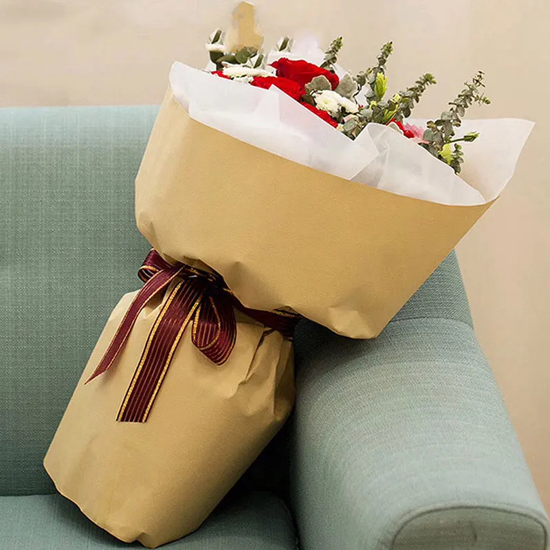 45CM*1000CM 크래프트 종이 롤 갈색 포장지 꽃다발 선물 포장 및 미술 공예 프로젝트용