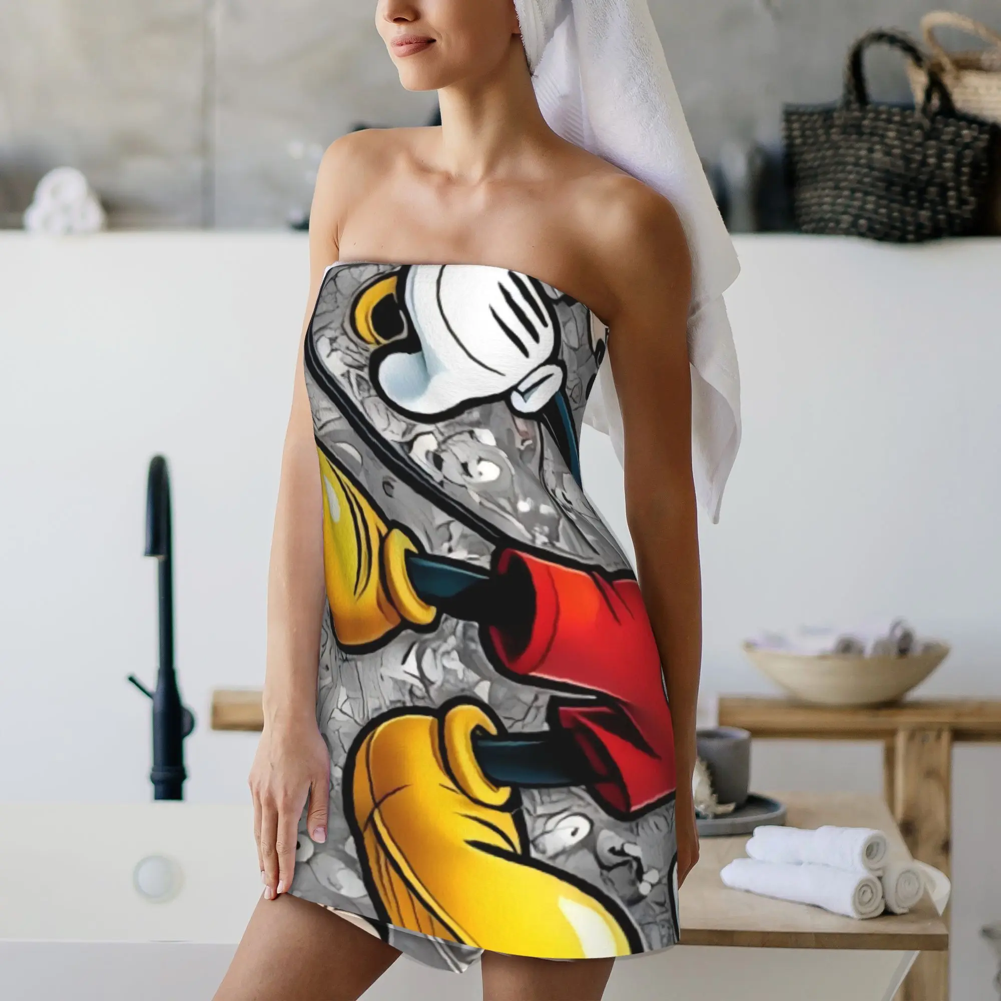 One Mickey Beach Towel Made of Quick-Drying Soft Microfiber, Ideal for Travel, Beach Outings, Pool Days, And Camping, Perfect