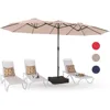 15ft Large Patio Umbrellas with Base Included, Outdoor Double-Sided Rectangle Market Umbrella with Crank Handle, for P 1