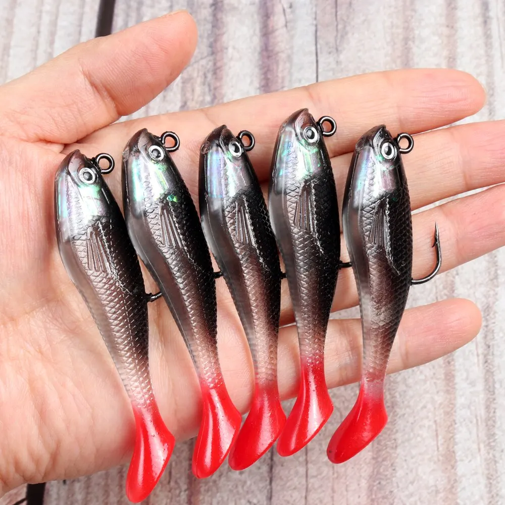 5pcs/lot Soft Fishing Lures Lead Jig Head Soft Bait Sinking Freshwater  Saltwater