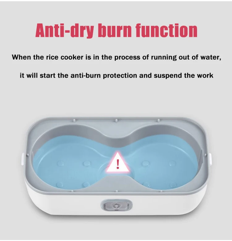 220V Electric Lunch Box Rice Cooker Portable Heating Bento Box Stainless Steel Lunch Box