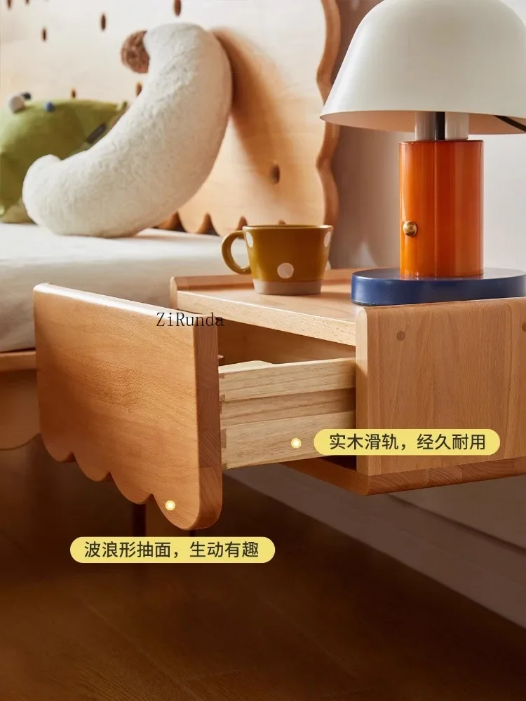 *All Solid Wood Children's Bedside Table Simple Modern Storage Cabinet Bedroom Small Storage Cabinet