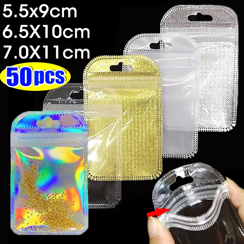 50pcs Transparent Self Sealing Bags Resealable Pouch Jewelry Packaging Storage Earrings Rings Necklace Display Plastic Bag 100pcs lot 3 size transparent flower image packaging bags self adhesive plastic bag for jewelry rings earrings necklace gift bag