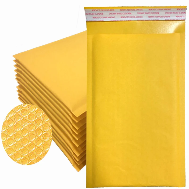 50/100pcs 110*130mm Yellow Bubble Envelopes Packaging Bag Padded