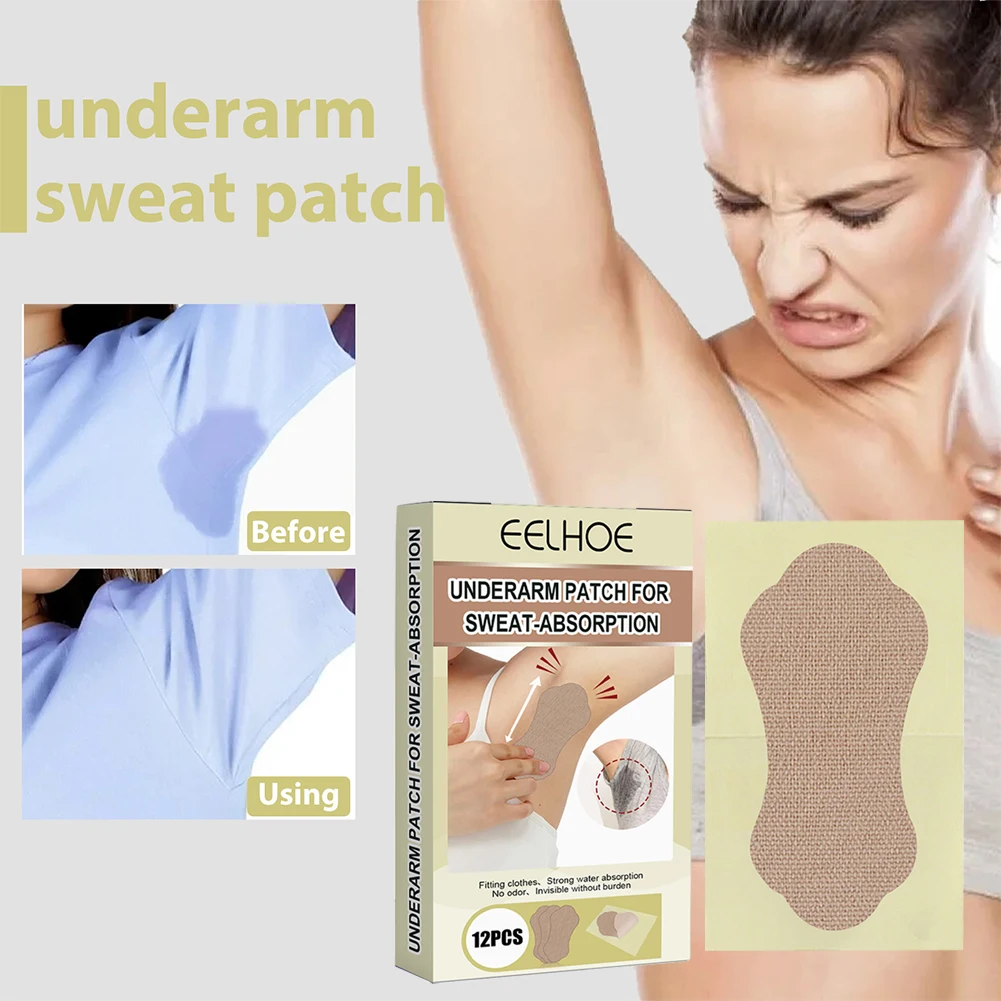 12pcs Underarm Absorb Patch Armpits Sweat Sticker Absorbing Sweat For Women Men Strong Anti Perspiration