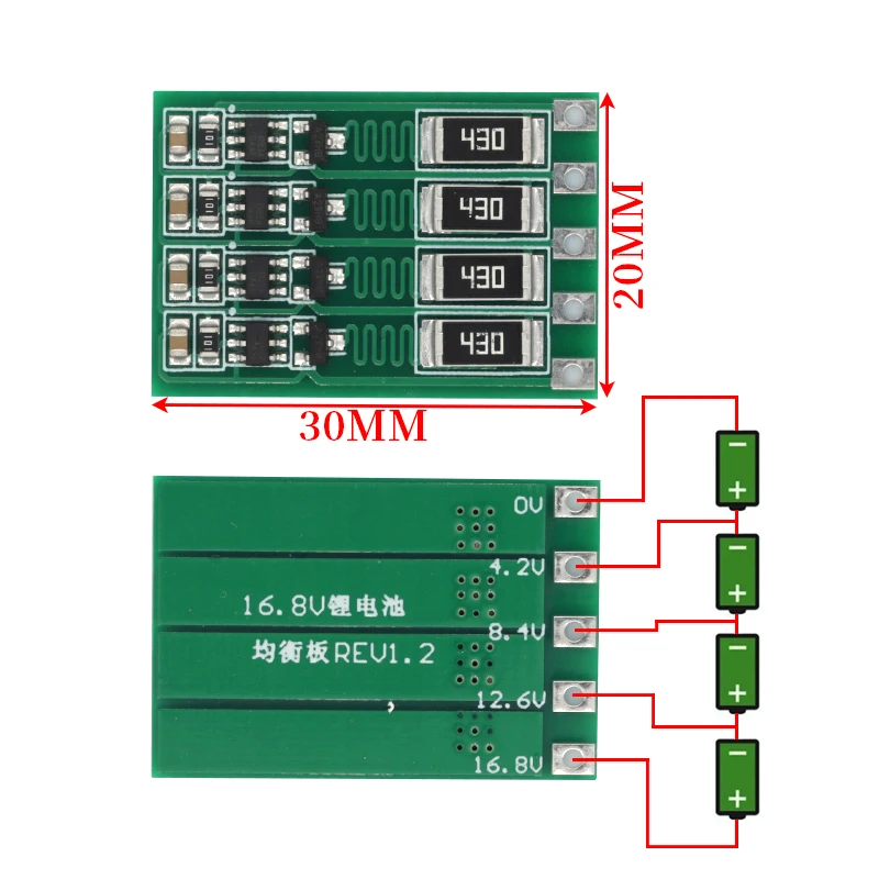 18650 폴리머 리튬 배터리 밸런서 BMS 밸런스 보드, 2S 3S 4S, 8.4V, 12.6V, 16.8V, 100mA 균형 전류