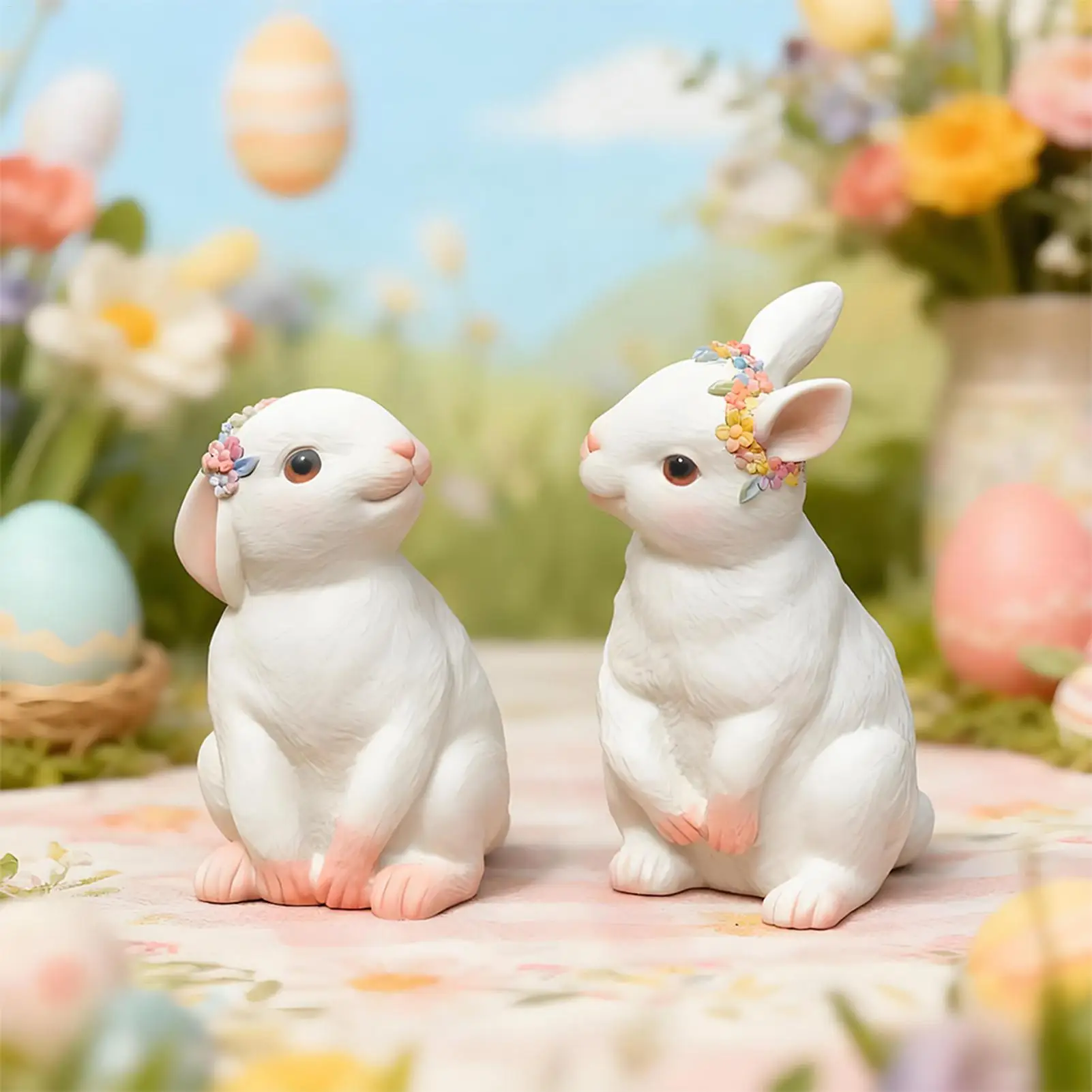 Silicone Mold Cute 3D Rabbit Figurines 2 Pieces Bunny Candle Making Molds For Plaster Chocolate Clay Living Room Bedroom Kitchen
