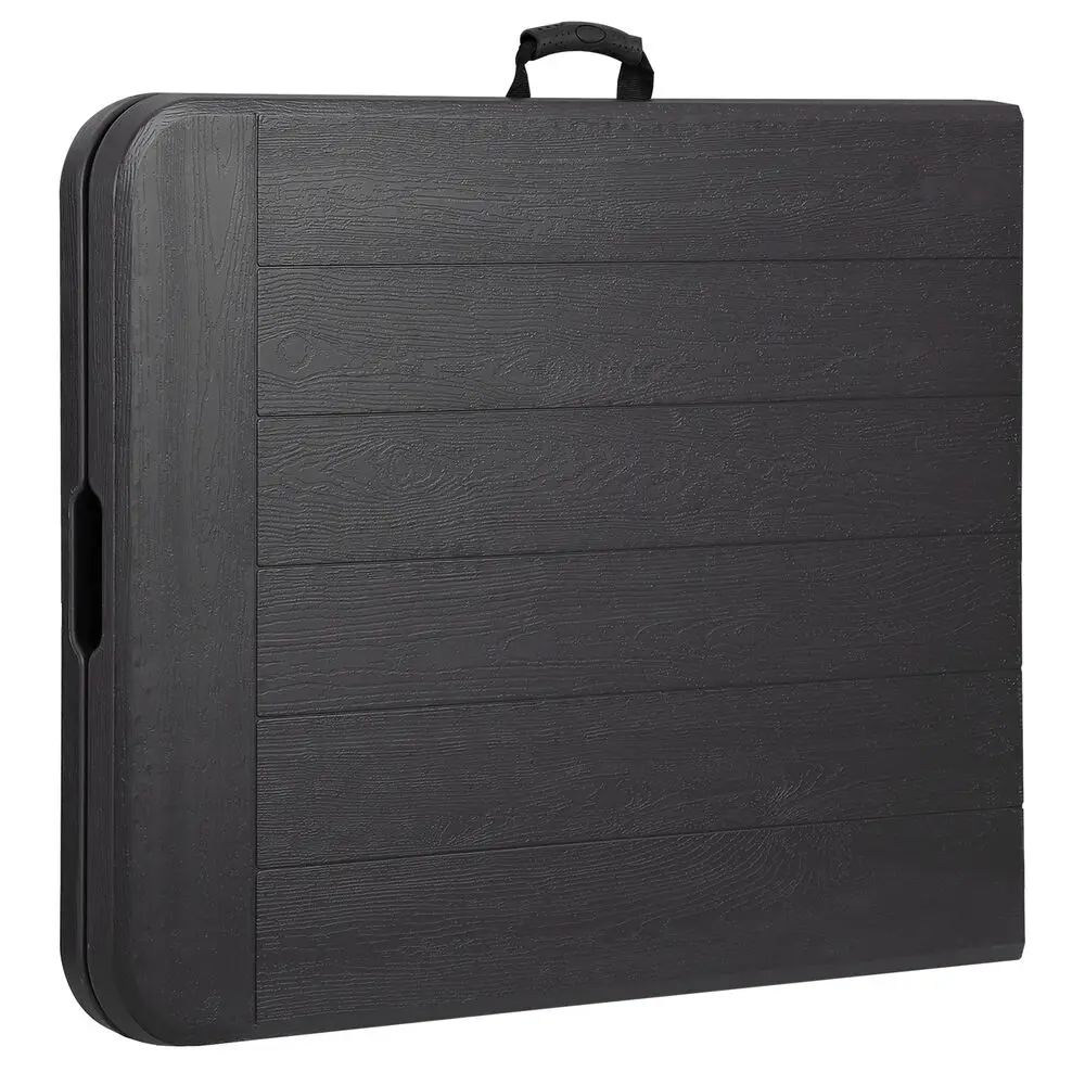 6 FT Folding Table Portable Fold-in-Half Plastic Table for Picnic Camping Black
