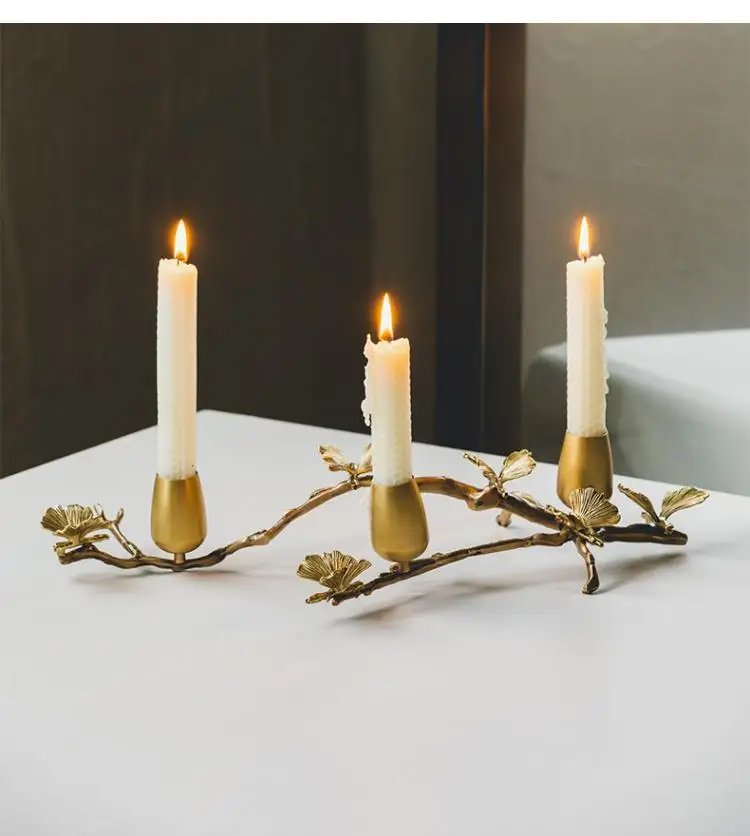 

Household Brass Decorative Candlestick, Gingko Leaf, Butterfly, Branch Candlestick, Living Room, Table Decoration, Candlestick