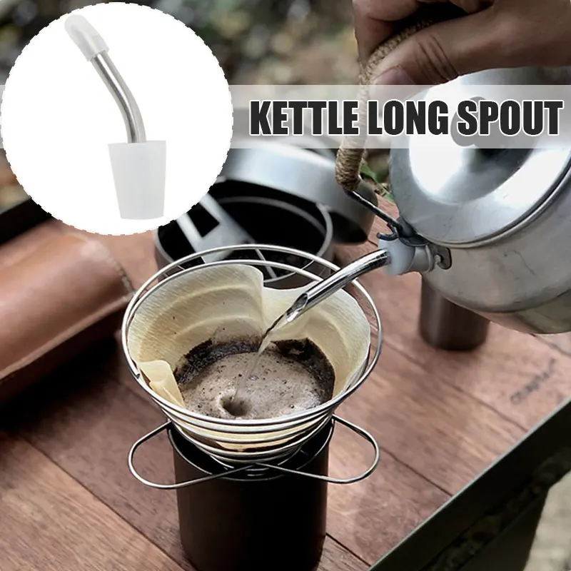 

Outdoor Camping Kettle Spout Portable Hand Drip Coffee Filter Extension Tube New Stainless Steel Teapot with Extended Mouth