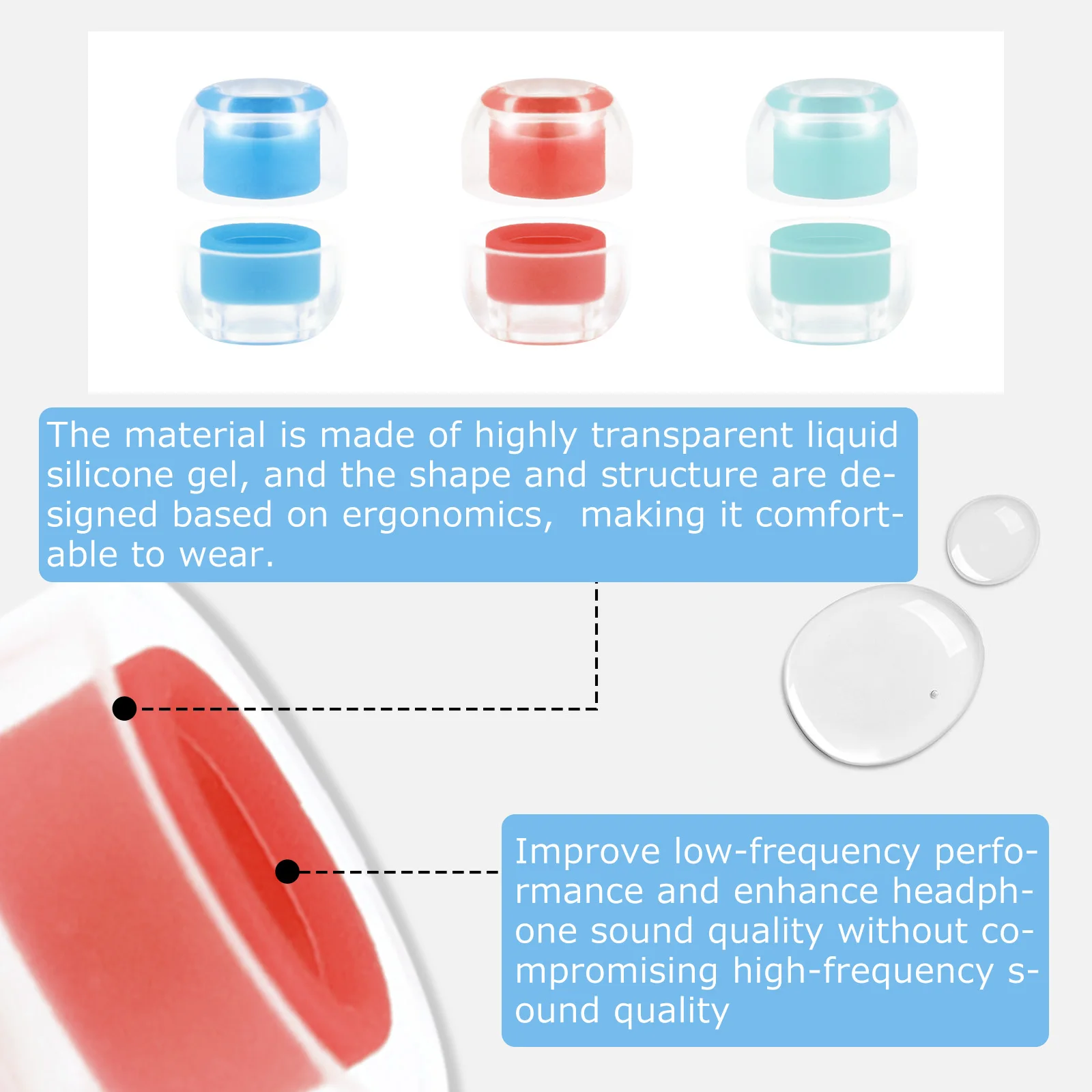 Premium Liquid Silicone Noise-Isolating Ear Tips - Skin-Friendly & Reusable