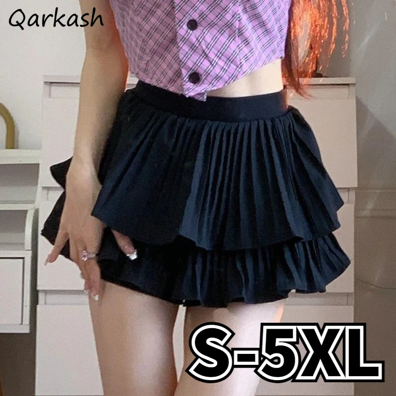 

Ball Gown Mini Skirts Women Kawaii S-5XL Ruffles Temper Summer Vintage Girl Casual Simple Faldas Elegant Streetwear Mujer New