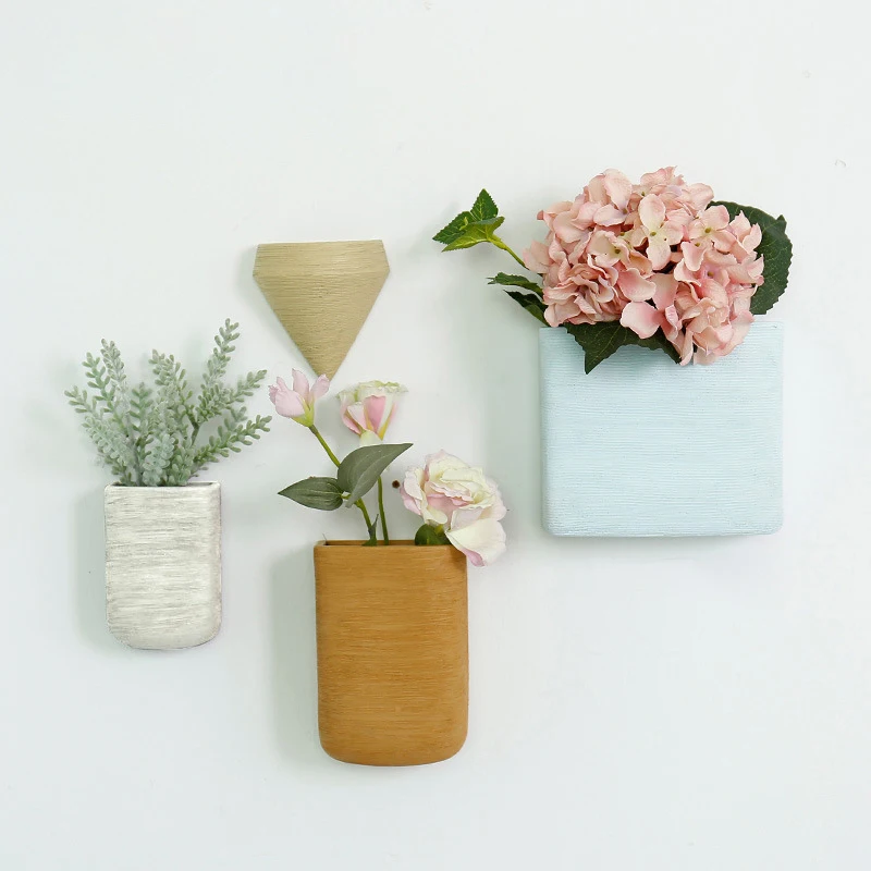 

Geometric Shape Wall-Mounted Ceramic Flower Pots, Balcony, Living Room, Cafe, Decorative Vase