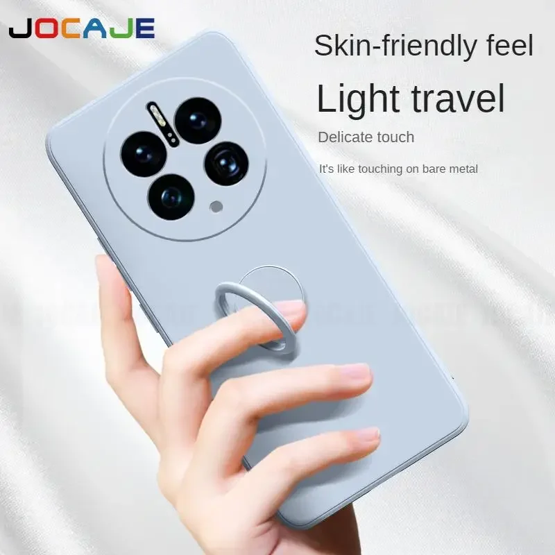 Liquid Silicone Ring Stand Phone Case with Lanyard Holder - Protective Cover