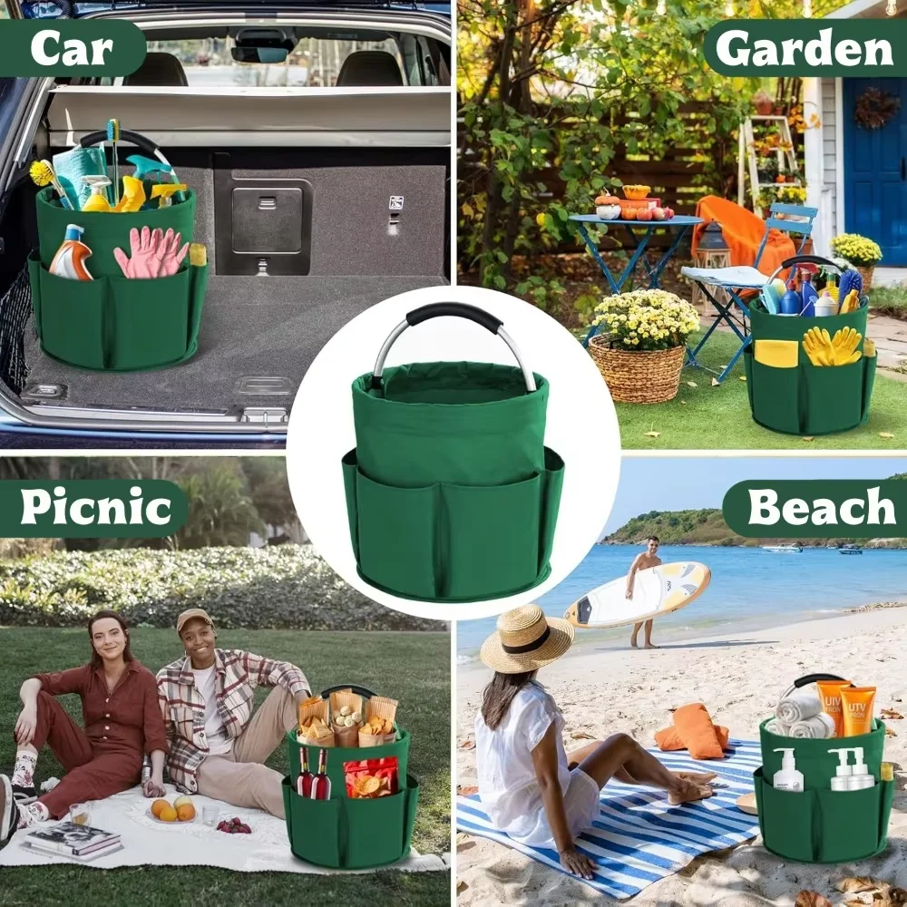 Neuer 17L Großer Faltbarer Aufbewahrungskorb für Autowäsche, Picknick, Garten, Strand, Outdoor-Tragetasche mit Griff, Werkzeugtasche, Reinigungsorganizer – Detail 5