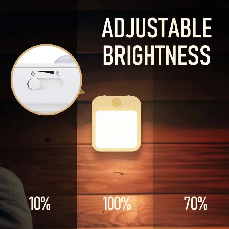 Wireless LED Motion Sensor Night Light - Dimmable Bedside Lamp