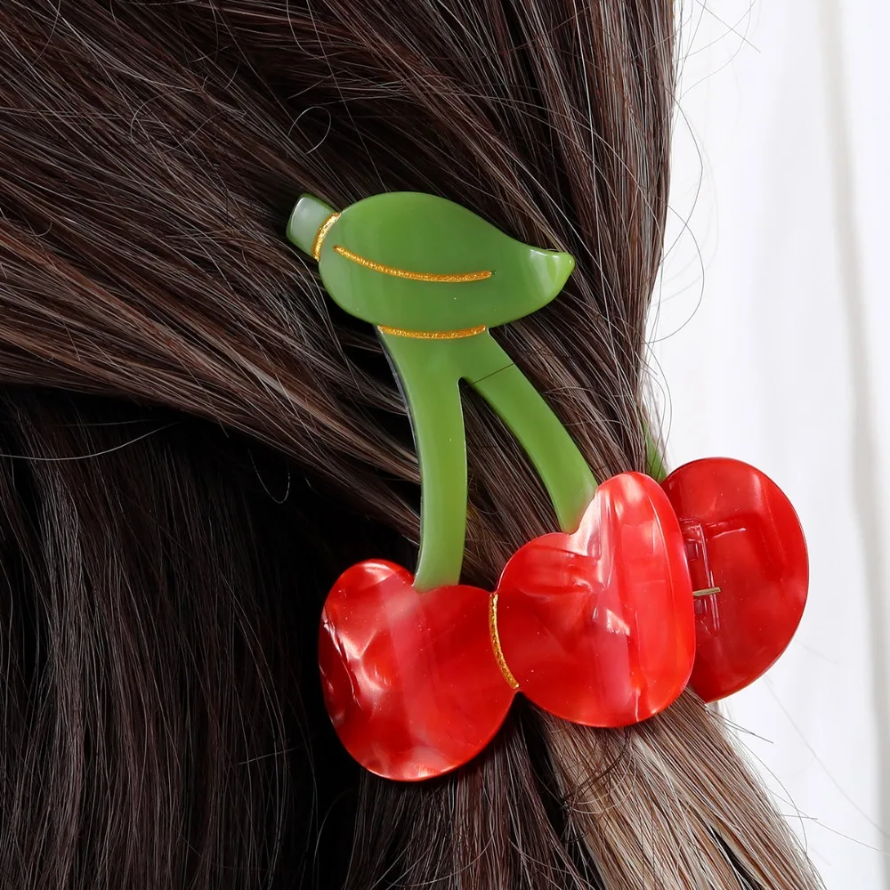 

Acetate Strawberry Hair Clip Fashion Fruit Series Gripper Cherry Hair Claw Watermelon Grape Shark Hair Clips Girl