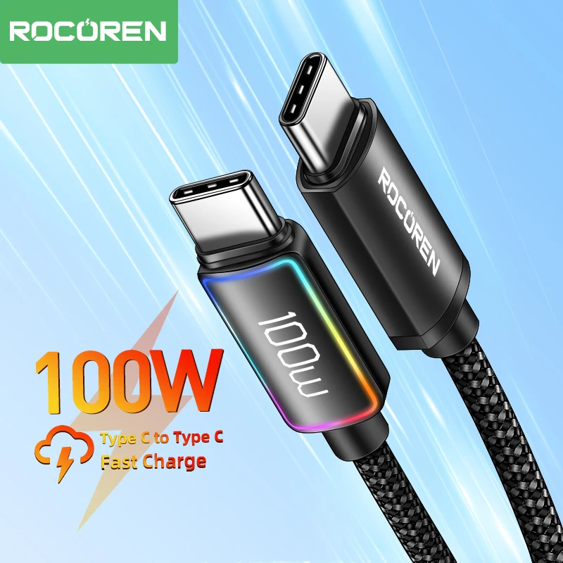 Rocoren 100W USB C to Type C Fast Charging Charger Cable 5A USB-C Cord PD 3.1 High Power Quick Charging For MacBook iPad iPhone Best Sellers In Phones Accessories Rocoren 100W USB C to Type C Fast Charging Charger Cable 5A USB-C Cord PD 3.1 High Power Quick Charging For MacBook iPad iPhone Best Sellers In Phones Accessories