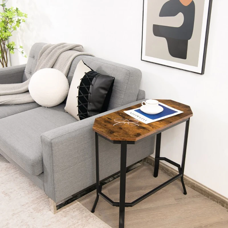 

Narrow End Side Sofa Table with Rustic Tabletop Bedroom Bedside Table Storage Table Living Room Sofa Table