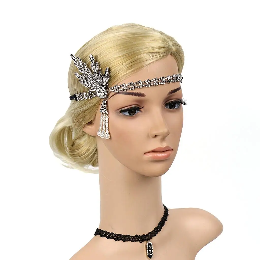 1920s Headband Wedding Church Rhinestone Pearls Tiara Crown Art Decor