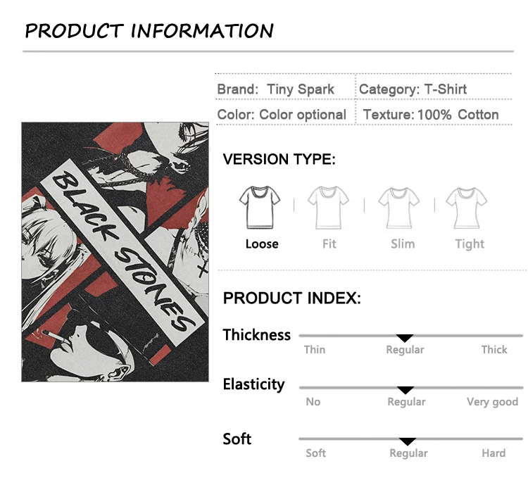 Black Stones Anime Characters Graphic T-Shirt S1840d67ce3c54ed88d0019853156e367w