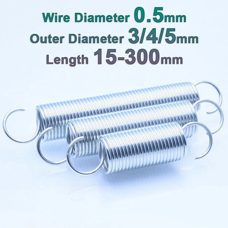 

Galvanized Extension Spring S Hook Tension Spring Zinc Plated Pullback Draught Spring Wire Dia 0.5mm OD 3/4/5mm Length 15-300mm