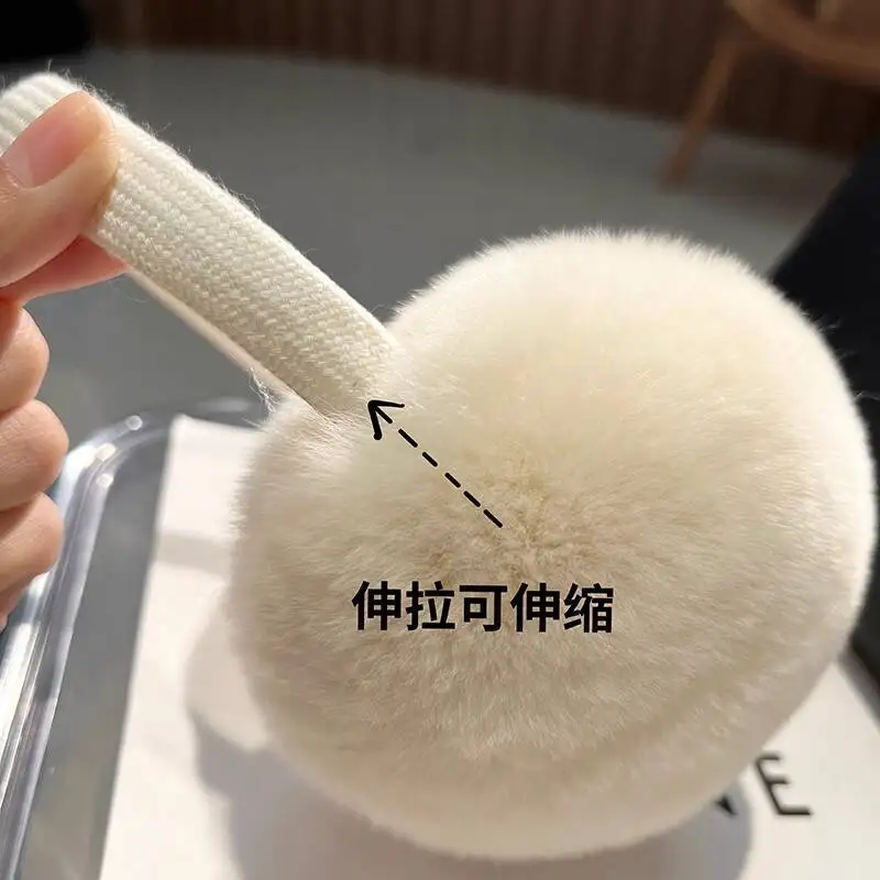 Real Rex Rabbit Fur Ear Muffs Winter Warm Ear Covers Simple Genuine Fur Ear Muffs Thickened Plush Ear Warmers Fur Accessories