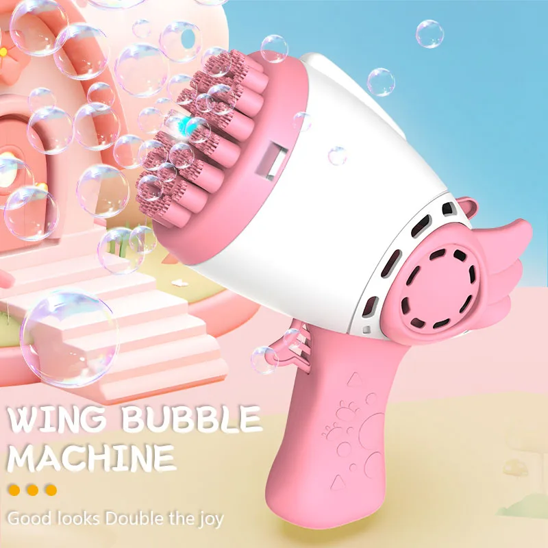 The 40-nozzle, fully automatic Angel Wings bubble gun – a stylish handheld toy that adds a festive atmosphere to outdoor wedding