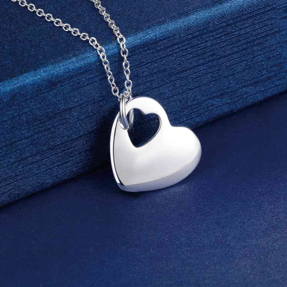 Pendant Necklace Silver Necklace Silver Pendant 925 Sterling Silver Romantic Heart Pendant Necklace for Women