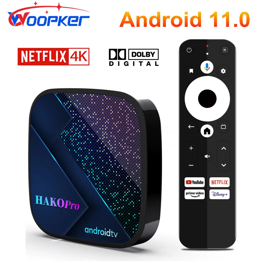 Woopker Hakopro Android 11 Smart Tv Box Amlogic S905Y4 Google Certified 4K Netflix Dolby Digital Plus Dual Wifi Hd Set Top Box