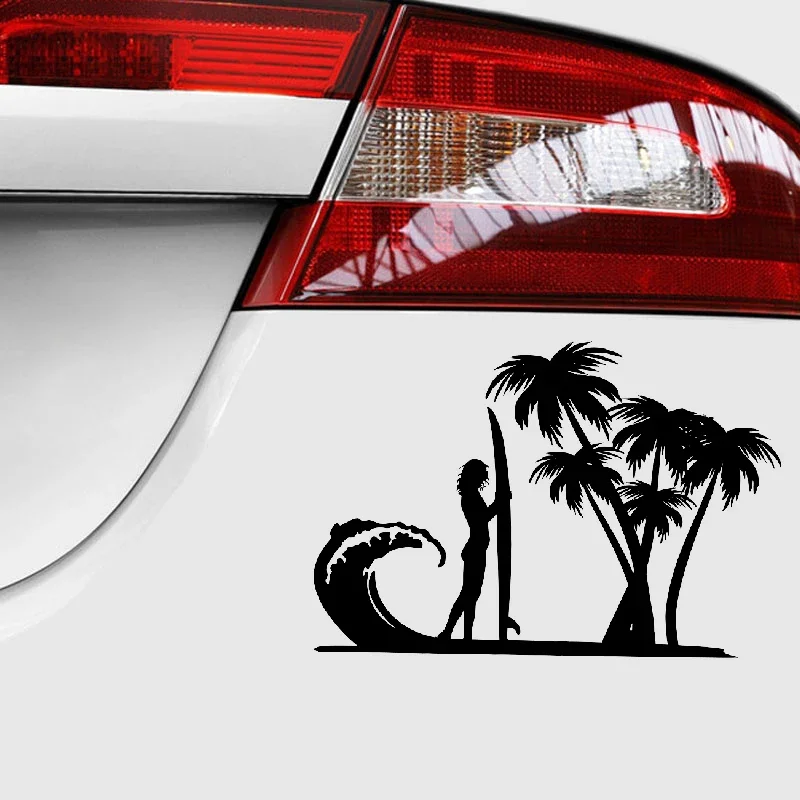 Surf Girl Ocean Waves Die Cut decalcomania in vinile accessori per auto casco moto Car Styling 18*12.2cm - immagine 3