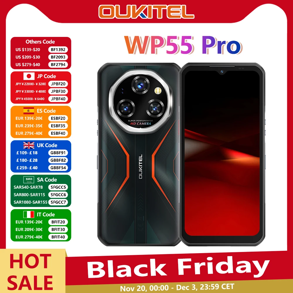ワールドプレミア】Oukitel WP55 Pro 5G 頑丈なスマートフォン 48GB(16