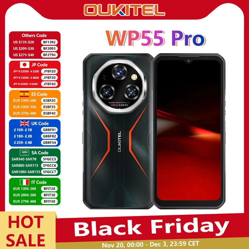 ワールドプレミア】Oukitel WP55 Pro 5G 頑丈なスマートフォン 48GB(16
