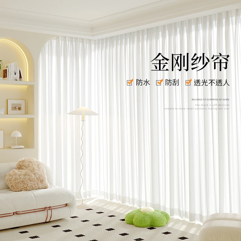 Fonflora White Chiffon Tulle Curtains for Living Room Solid Window Curtain Sheer Voile Organza Shades for Bedroom Decoration 2