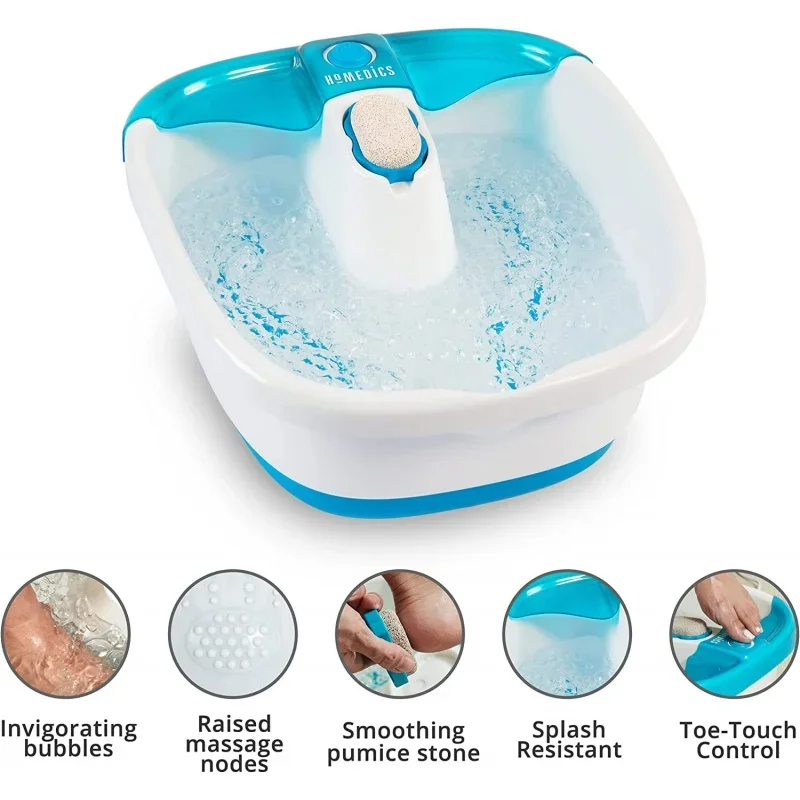

Массажер для ног Homedics Bubble Mate с подогревом, спа-массажер для ног с поднятыми массажными узлами и съемным пемзой