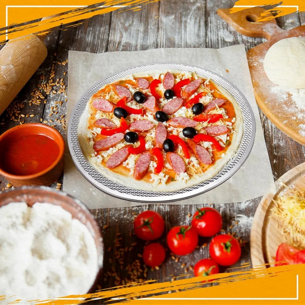10/11/12/13in Pizza Pan Perforated Stainless Steel Nonstick Pizza Wire Mesh Tray Kitchen Bakery Restaurant BBQ Party Supplie pizza bakeware