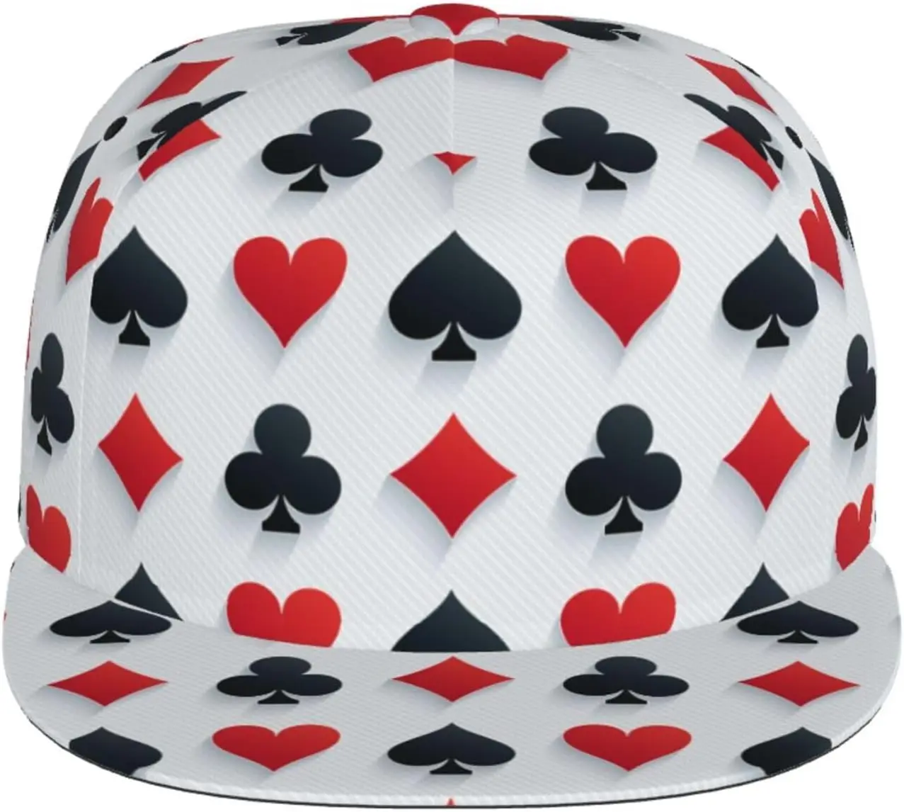 Card Poker Cute Print Flat Brim Bill Hats for Men-Snapback Hats Adjustable Baseball Cap Trucker Hats Black 3