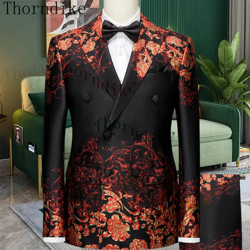 Thorndike Fashionable Positioning Pattern Exclusive Men's Wedding Groomsmen Men Party Tuxedos Suits