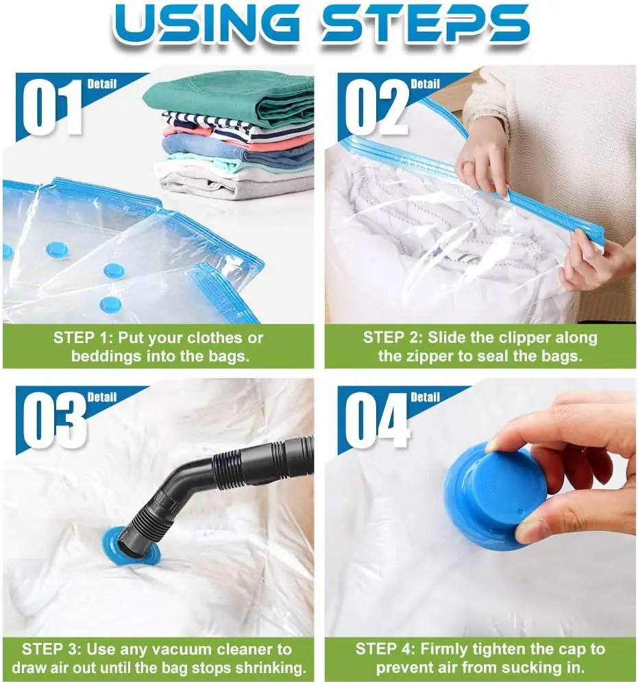 Jumbo Vacuum Storage Bags Space Saver Compression for Comforters and Blankets, Sealer Clothes 5