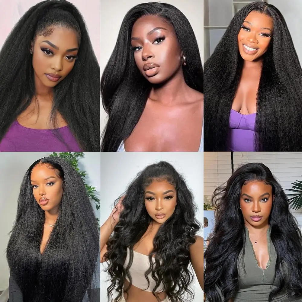 Kinky Straight Human Hair Bundles With 4x4 Lace Closure 12A Brazilian 100% Human Hair 13x4 13x6 Lace Frontal Only For Women 6