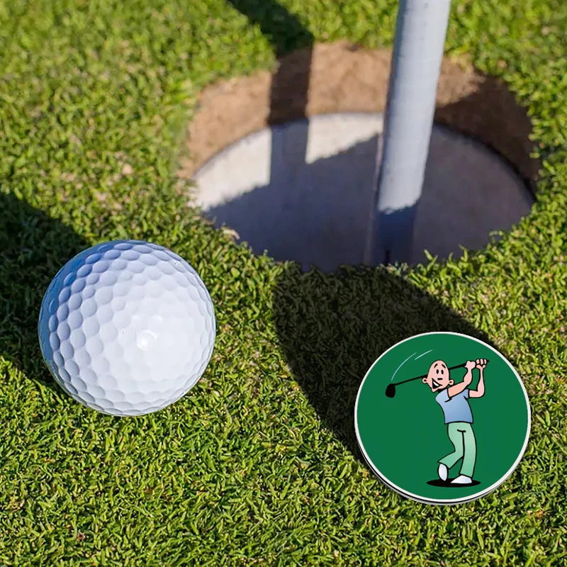 Cartoon Golfer Pattern Enamel Clips Golf Ball Markers with Hat Clips Magnetic Golf Hat Decorative Jewelry Accessories Gift