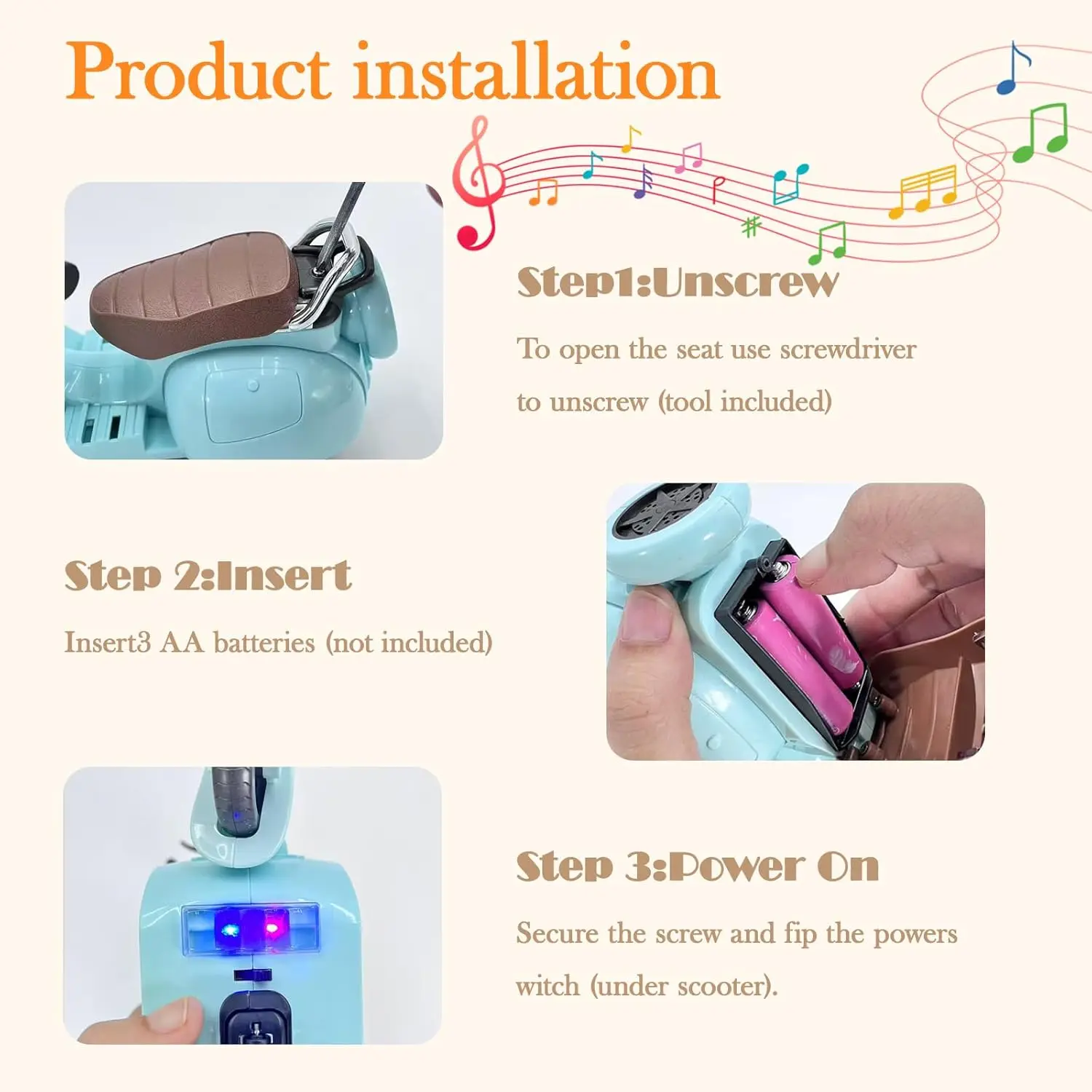 Labubu Mini Electric Motorcycle – Light & Music Doll Accessory