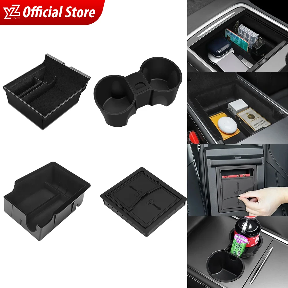 YZ For Tesla Model 3 Model Y Center Console Organizer for TESLA Car Model3modelY Armrest Hidden Storage Box Interior Accessories for tesla model 3 car interior door armrest panel window lift switch protection panel buttons cover decoration frame accessories