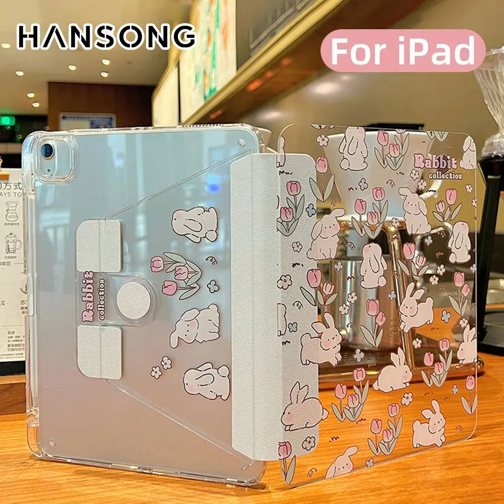 Transparent 360° Rotating Case for iPad Pro, Air, and Mini