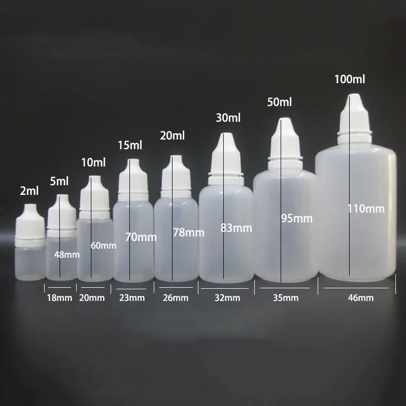 빈 플라스틱 아이 드롭 병, 메이크업 워터 리필 용기, 화장품 에센셜 오일, 작은 드롭 용기, 2ml, 3ml