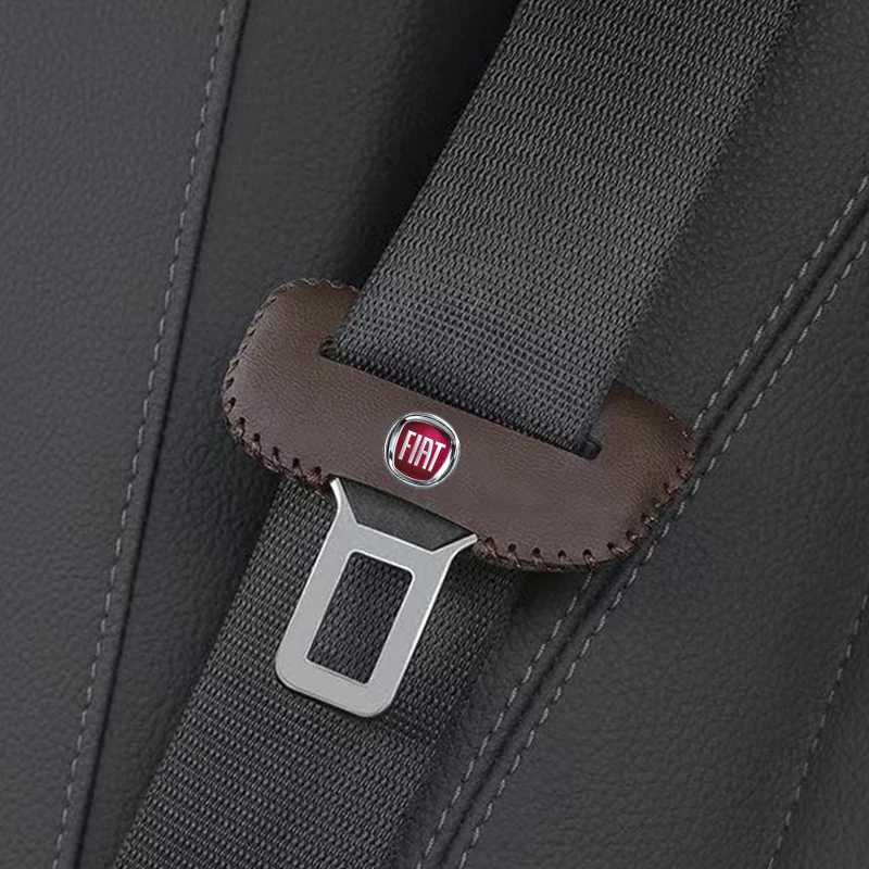 2pcs Car Seat Belt Buckle Cover Leather Protector Anti-collision Case For Fiat Punto 500 Panda Abarth Tipo